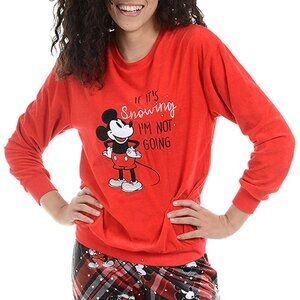 New! Disney Mickey Mouse Velour Embroidered Sweatshirt Lounge Top